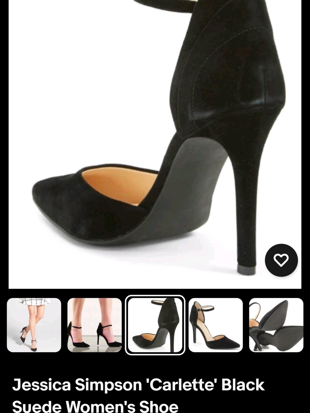 Black Suede High Heel Pump with Ankle Strap